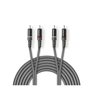 Nedis Câble Audio Stéréo 2x Rca Mâles - 2x Rca Mâles 3,0 M Gris Usage Non Intensif Nedis