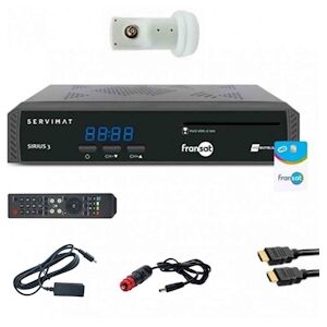 Recepteur Tv Satellite Hd + Carte Fransat + Cable Hdmi + Cable 12v + Deport Ir + Lnb Single Usage Non Intensif Servimat