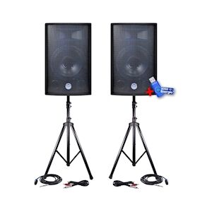 BM Sonic 2 enceintes passives 600W 30cm + PIEDS - CÂBLES+clé USB 32Go