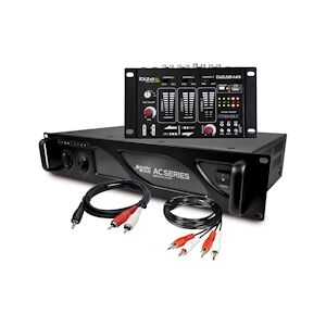 Amplificateur sono - AUDIOCLUB AC2000 - 2 x 1000W + Table de mixage Ibiza Sound DJ21 4 voies USB - Câble RCA + PC