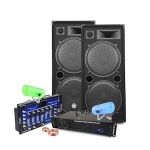 Pack Sono Ibiza Sound 7000W Total 2 Enceintes Bm Sonic, Ampli ventilé, Table Bluetooth/USB, Câbles , Mariage, Salle des fêtes DJ