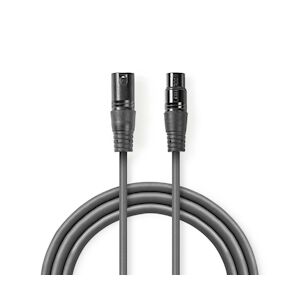 Nedis Câble Numérique Dmx 110 Ohms Xlr Mâle à 3 Broches - Xlr Femelle à 3 Broches 10 M Gris Usage Non Intensif Nedis