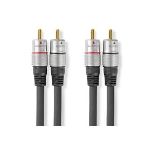 Nedis Câble Audio Stéréo 2x Mâles Rca Vers 2x Mâles Rca 2,50 M Anthracite Usage Non Intensif Nedis