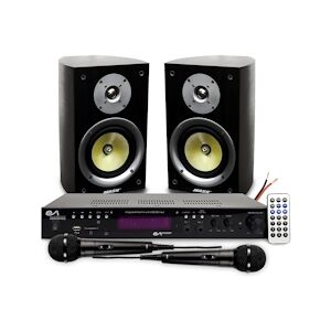 Pack Hifi Karaoké Mash Rubis 6, 2x 80W, Boomer 16cm, Ampli Evidence Acoustics EA-2100, STEREO 2x 50W - USB SD BT FM - 2 Micros