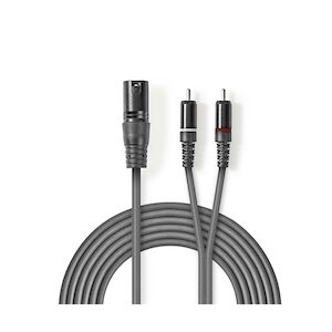 Nedis Câble Audio Xlr Xlr Mâle à 3 Broches - 2x Rca Mâles 1,5 M Gris Usage Non Intensif Nedis