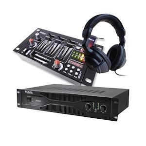 Ibiza Sound Pack sonorisation amplificateur 500W SA500 + Table de mixage 4 voies 7 entrées + Casque