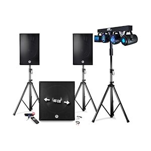 Pack sono 2400W - Enceintes/Caisson/Pieds, USB/BLUETOOTH, BMS-1812, Câbles, Portique Lumière, Mariage, Salle des fêtes DJ