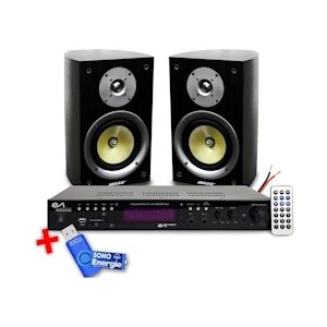 Paire d'enceintes Hifi Mash Rubis 5, 2x 50W, Ampli Evidence Acoustics EA-2100, STEREO/KARAOKE USB SD BT FM + Clé USB 32G