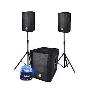 BM Sonic Système triphonique BM SONIC BMS 1208, Caisson bi-amplifié 1000W - USB Bluetooth, 30cm, 2 Satellites 8