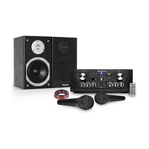 Gefroy Amplificateur Skytronic karaoké USB/SD/FM 160W + 2 Enceintes HiFi 140W + 2 Micros noir