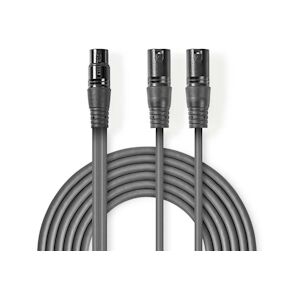 Nedis Câble Audio Xlr Symétrique 2x Xlr Mâles à 3 Broches - Xlr Femelle à 3 Broches 1,5 M Gris Usage Non Intensif Nedis