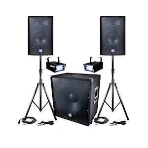 BM Sonic PACK Sonorisation DJ PA BMS-1812 2400W SUB 46cm - 2 HP 30cm + Câbles + 2 Mini LEDSTROBES LytOr