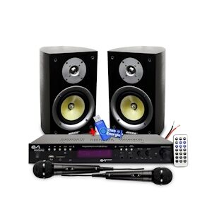 Pack Hifi Karaoké Mash Rubis 6, 2x 80W, Boomer 16cm, Ampli Evidence Acoustics EA-2100, STEREO 2x 50W - USB SD BT FM - 2 Micros