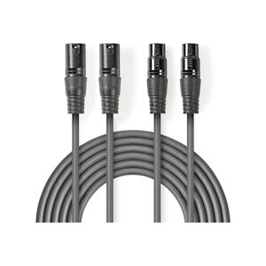 Nedis Câble Audio Xlr Symétrique 2x Xlr Mâles à 3 Broches - 2x Xlr Femelles à 3 Broches 0,5 M Gris Usage Non Intensif Nedis