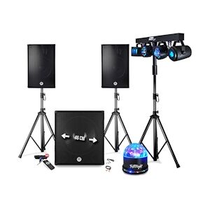 BM Sonic Pack sono 2400W - Enceintes/Caisson/Pieds, USB/BLUETOOTH, BMS-1812, Câbles, Portique Lumière, Mariage, Salle des fêtes DJ