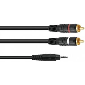 OMNITRONIC Cable adaptateur 3.5 Jack/2xRCA 0,5m bk - Cable RCA