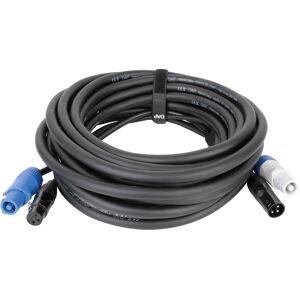 DAP-Audio FP20 Hybrid Cable - Power Pro & 3-pin XLR - DMX / Power 15 m, gaine noire - Câbles hybrides