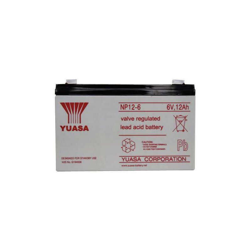 YUASA Batterie au plomb 6 V 12 Ah Yuasa NP12-6 (l x H x P) 151 x 98 x 50 mm cosses