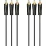 Hama Audio-/videokabel, 3 RCA-stekkers 3 RCA-stekkers, verguld, 1,5 m