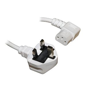 AQUARIUS 2M Right Angle Kettle Type IEC Power Mains Cable Lead - White