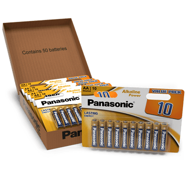 Panasonic Alkaline Power (Bronze) AA LR6 Batteries   50 Pack