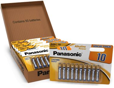 Panasonic Alkaline Power (Bronze) AAA LR03 Batteries   50 Pack