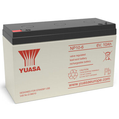Yuasa NP10-6 VRLA Sealed Lead Acid Battery   1 Pack