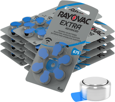 Rayovac Extra Size 675   Blue   Hearing Aid Batteries   60 Pack