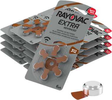 Rayovac Extra Size 312   Brown   Hearing Aid Batteries   60 Pack