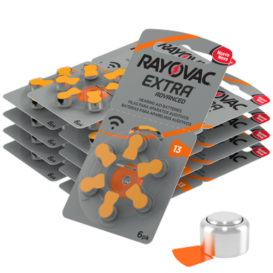 Rayovac Extra Size 13   Orange   Hearing Aid Batteries   60 Pack