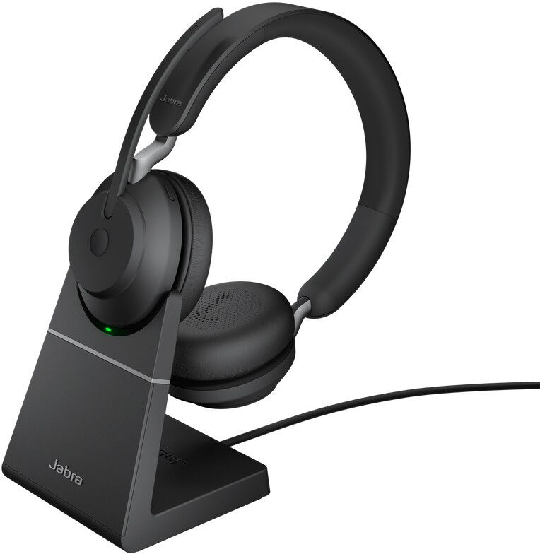 Jabra Evolve2 65 USB-A MS Stereo Headset mit Ladestation für Microsoft Teams, schwarz