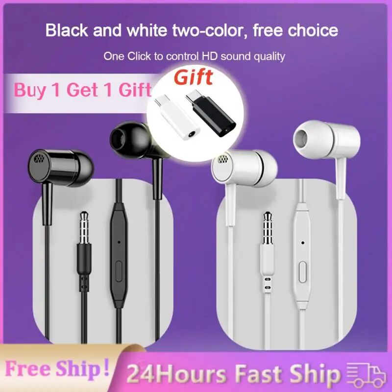 Aubess Wired Headphones 3.5mm Sport Earbuds With Bass Phone Earphones Stereo Headset With Mic Volume Control Music Headphones