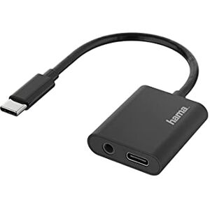 Hama Audio Adapter 1 auf 2, USB C Klinke/USB C, (Kopfhörer Adapter 1x 3,5 mm Klinke für Audio, 1x USB C Buchse Power, USB C Adapter für Tablet, Smartphone, zum Anschluss für Kopfhörer, Lautsprecher)