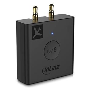 InLine – Flugzeugadapter Bluetooth 5.0 Audio Sender Transmitter für TV, PC, HiFi, aptX, universal Adapter für 1-, 2- und 3-polige Aux Systeme, mit Ladecase, für Kopfhörer und AirPods 99160I
