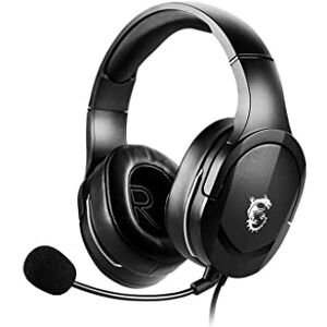 MSI IMMERSE GH20 GAMING HEADSET Stereo-Kopfhörer, leichtes, anpassbares Design, 40mm Neodym-Treiber, anpassbares Mikrofon, Inline-Steuerung, 3,5mm Klinkenstecker & Y-Adapter kabelgebunden, Schwarz