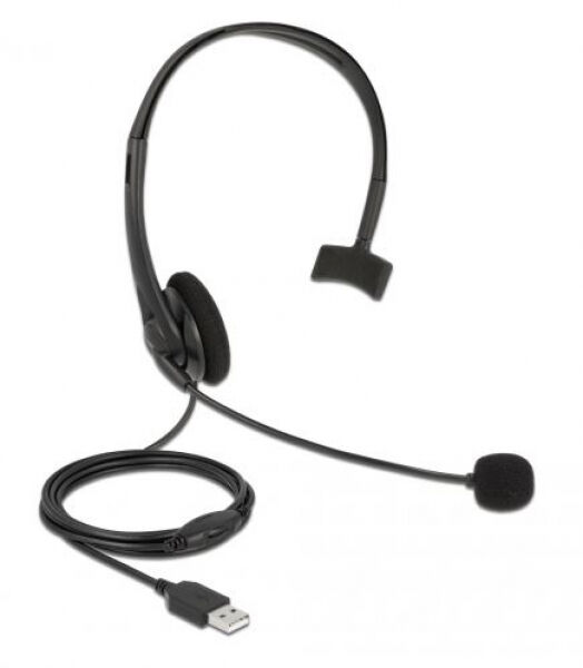 DeLock 27177 - USB Mono Headset mit Lautstärkeregler für PC und Notebook - Ultra-Leicht
