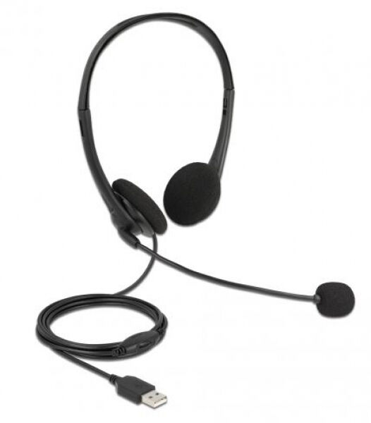 DeLock 27179 - USB Stereo Headset mit Lautstärkeregler für PC und Notebook