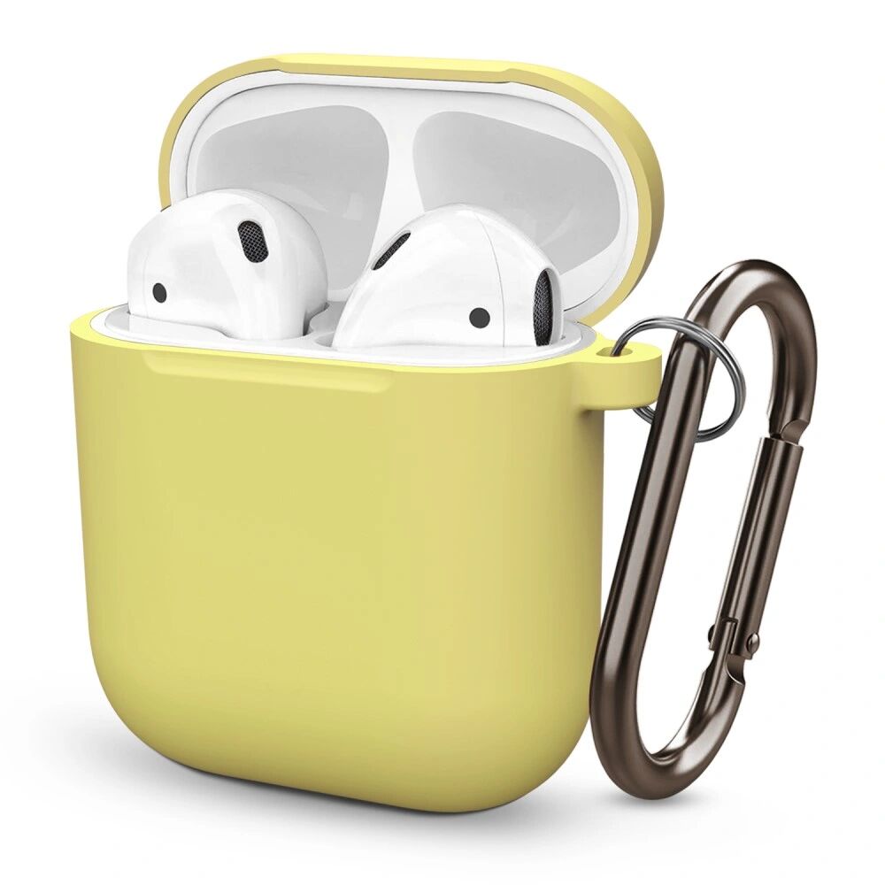 iPouzdro.cz Pouzdro s karabinou na sluchátka AirPods - Silicone Yellow