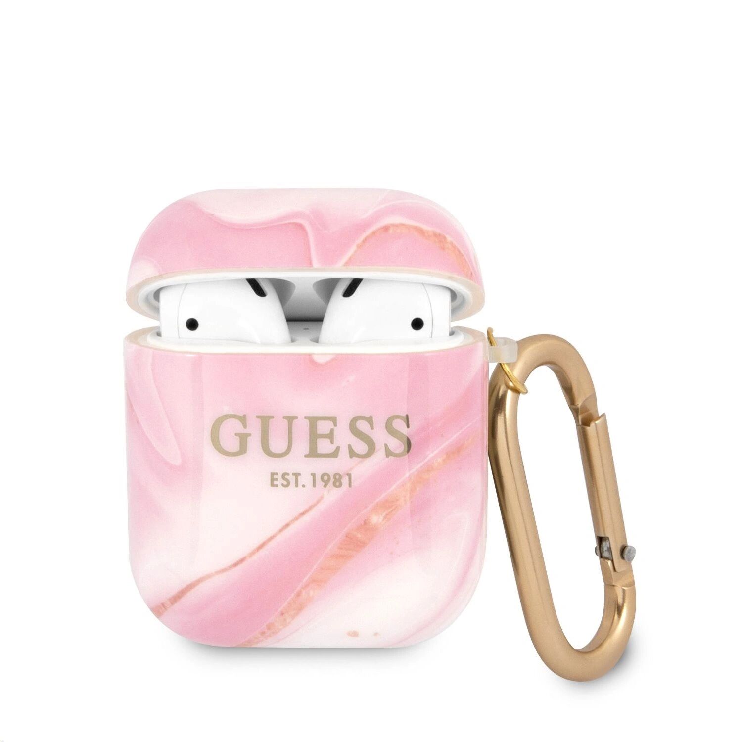 Guess Pouzdro pro sluchátka AirPods - Guess, Shiny Marble Pink