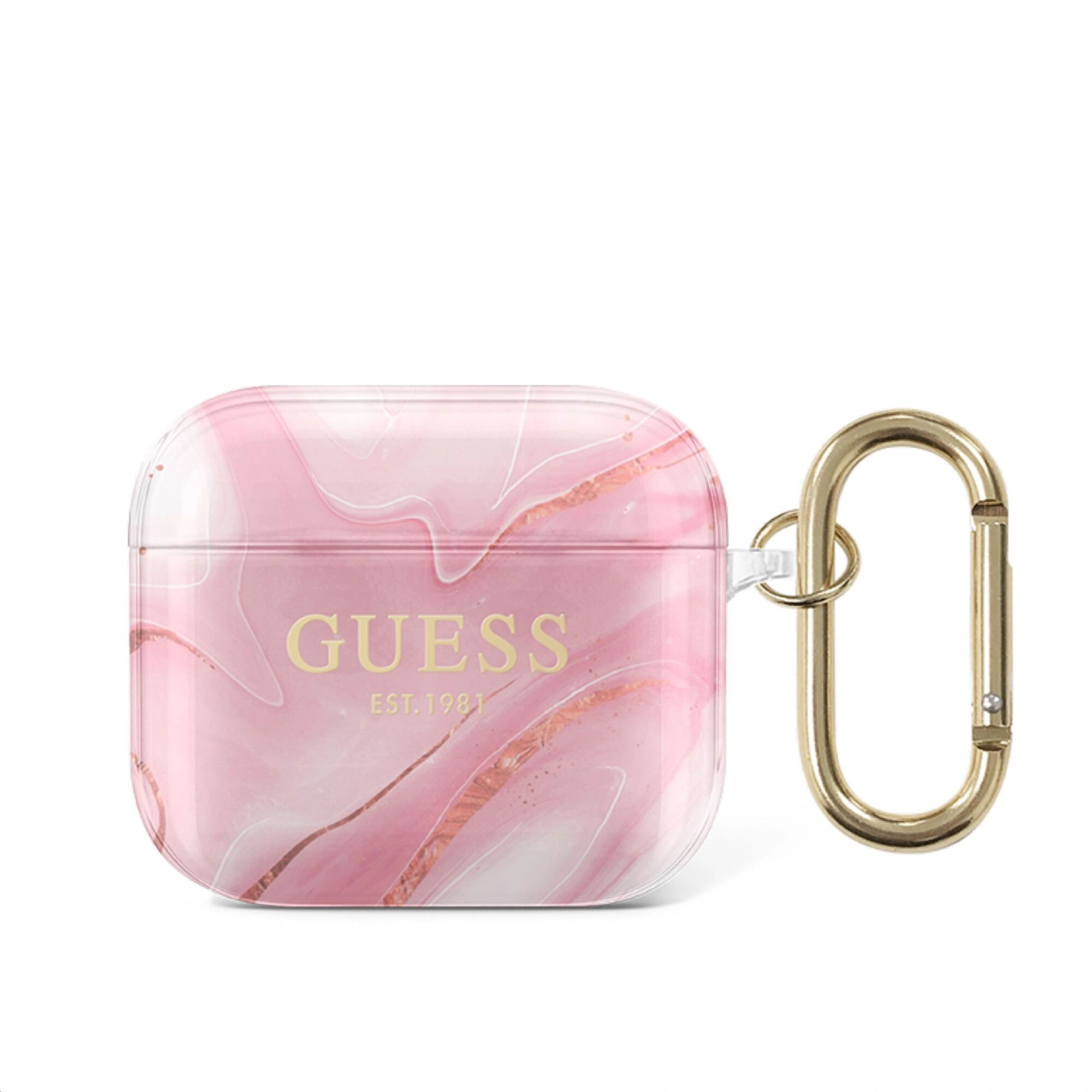 Guess Pouzdro na sluchátka AirPods 3 - Guess, Shiny Marble Pink