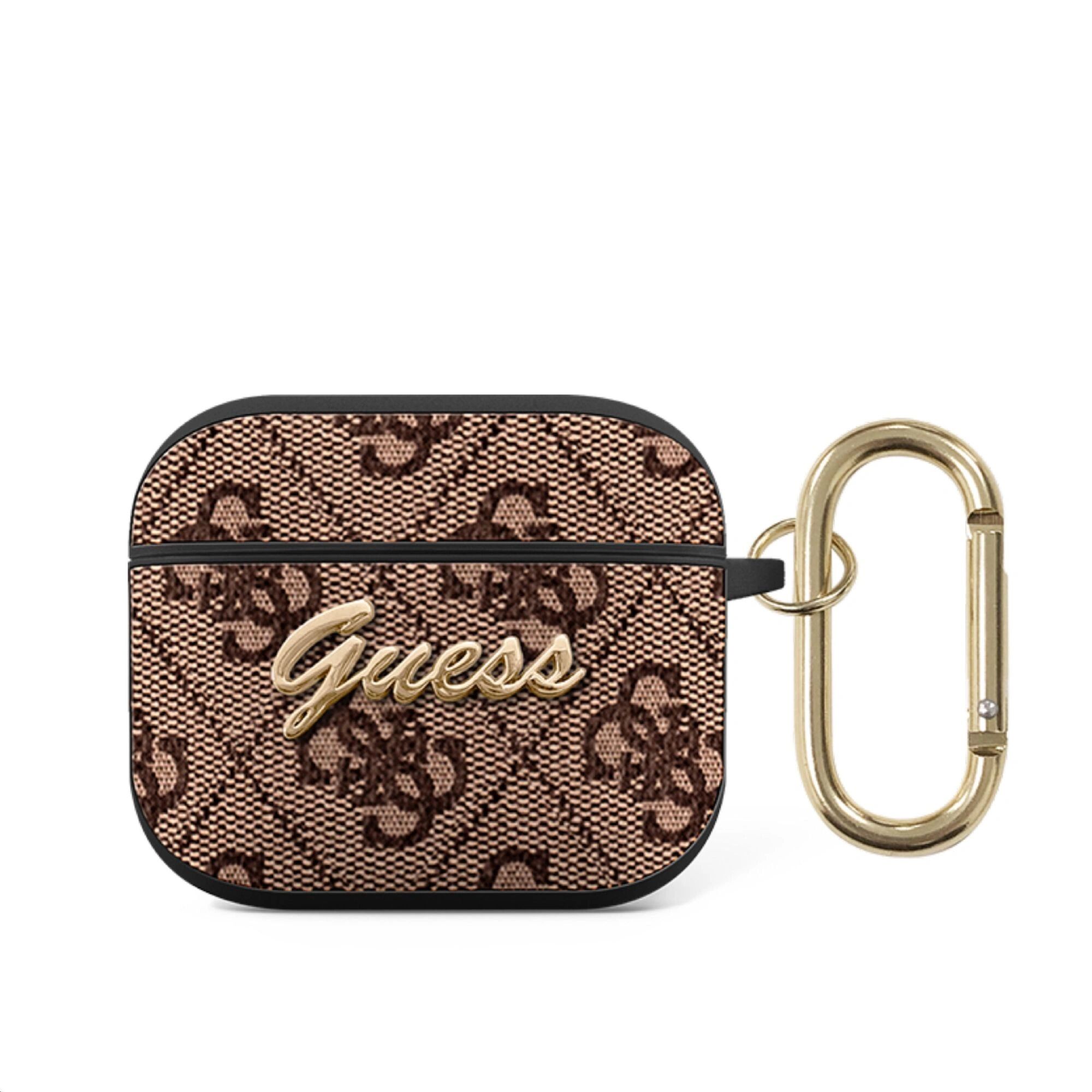 Guess Pouzdro na sluchátka AirPods 3 - Guess, 4G Script Brown