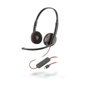 Schwarzkopf POLY Blackwire 3225 Kopfhörer Kabelgebunden Kopfband Büro/Callcenter USB Typ-A Schwarz, Rot