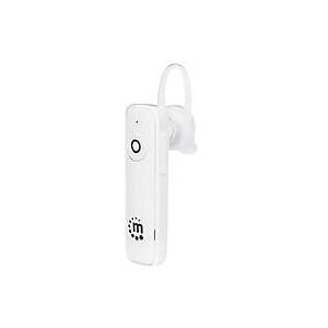 Manhattan Single Ear Bluetooth Headset (Clearance Pricing), Omnidirectional Mic, Integrated Controls, White, 10 hour usage time, Range 10m, USB-A charging cable included, Bluetooth v4.0, 3 year warranty, Boxed - Headset