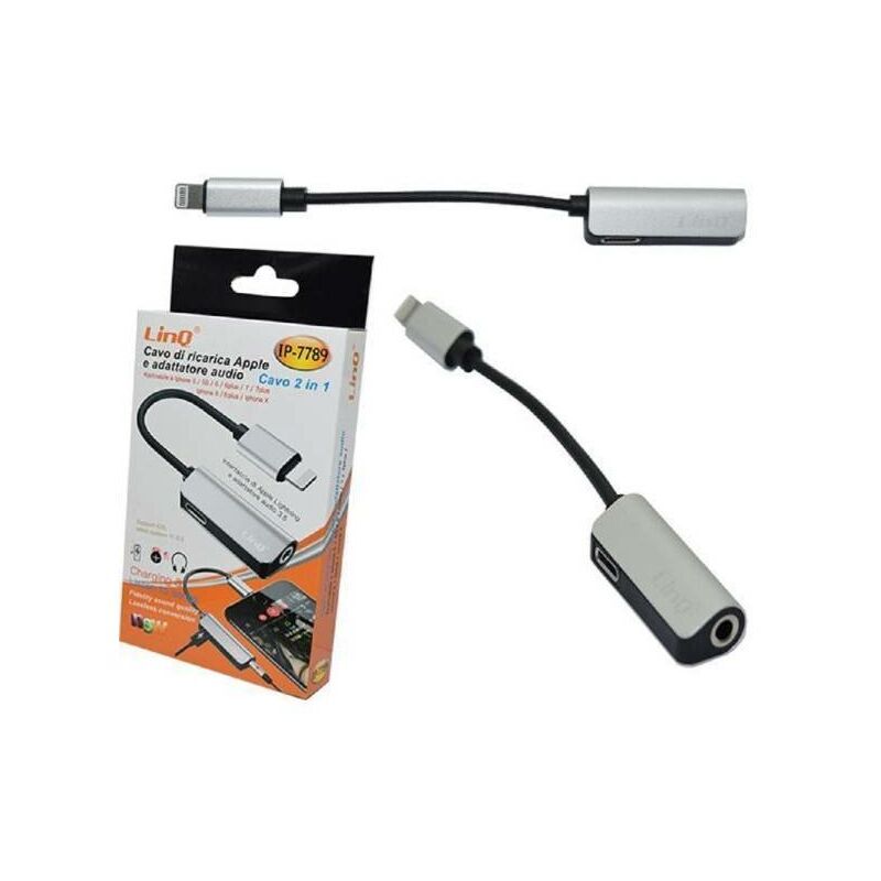 Trade Shop Traesio - ladekabel audio adapter 2 in 1 lightning kopfhörer 3.5MM klinke iphone IP-7789