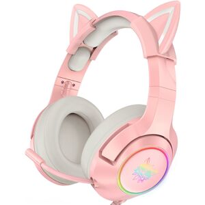 High Discount Cat Ear Gaming Headset Rgb Led Light Hovedmonteret støjreduktion kablede spilhovedtelefoner med udvidelig roterende mikrofon