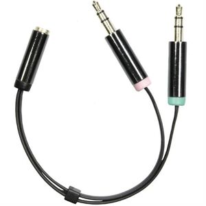 Deltaco 3.5mm Headset Adapter - Mikrofon & Stereo - Sort