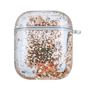 TABLETCOVERS.DK AirPods Plastik Cover - Gennemsigtig m. Guld Glitter Vandfald