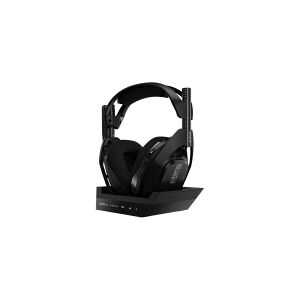 Logitech ASTRO A50 + Base Station - For PS4 - headset - fuld størrelse - 2,4 GHz - trådløs - grå, sort - med ASTRO Wireless  5 GHz Base Station Transmitter/Ch