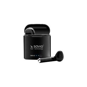 SAVIO TWS-02 - Ægte trådløse øretelefoner med mik. - i øret - Bluetooth - sort