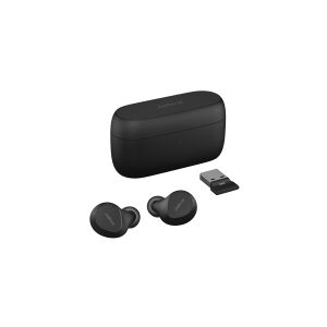 GN Audio Jabra Evolve2 Buds UC - Ægte trådløse øretelefoner med mik. - i øret - Bluetooth - aktiv støjfjerning - USB-A via Bluetooth adapter - støjisolerende - sort - Zoom Certified, Optimeret til Google Meet